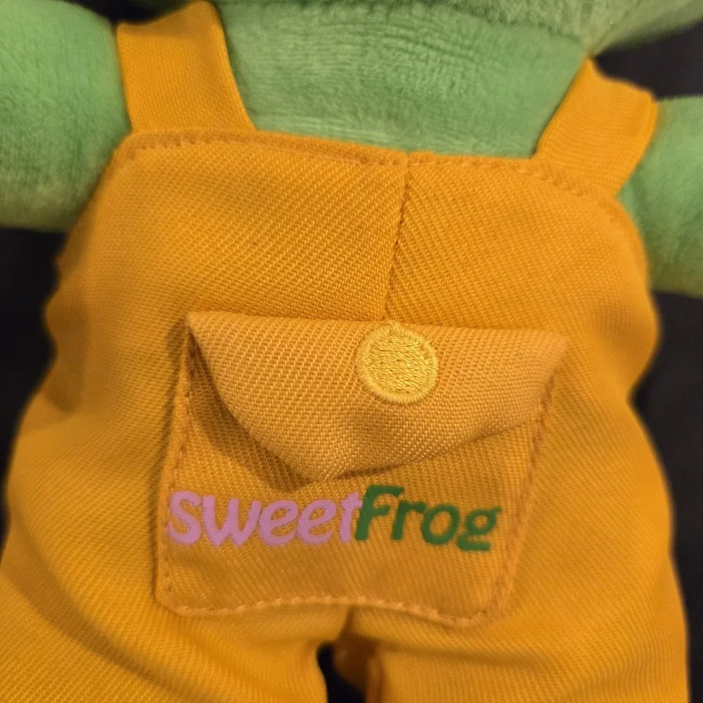 Sweet Frog Yogurt Mascot Scoop in His Yellow Overalls Plush 12